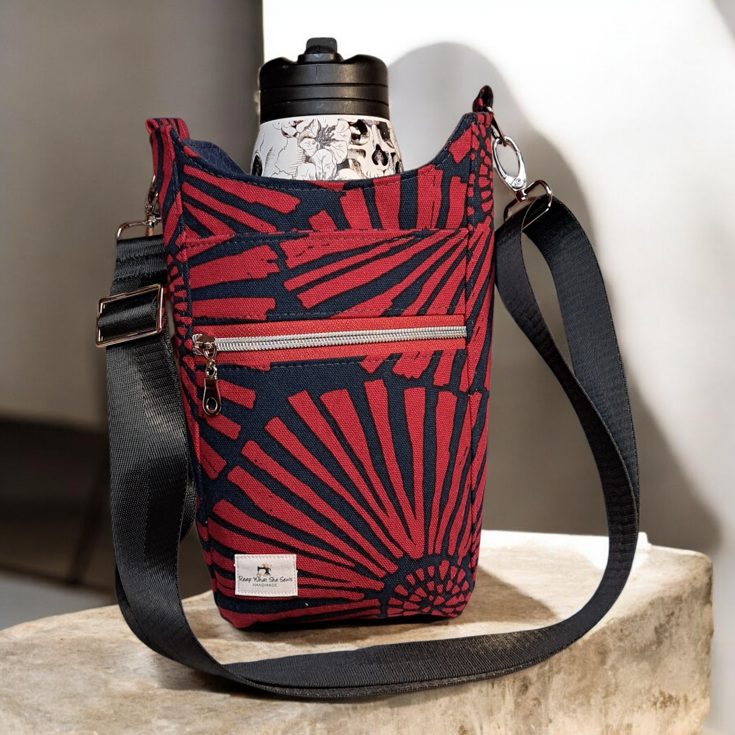Red & Blue Flower Waterbottle Bag