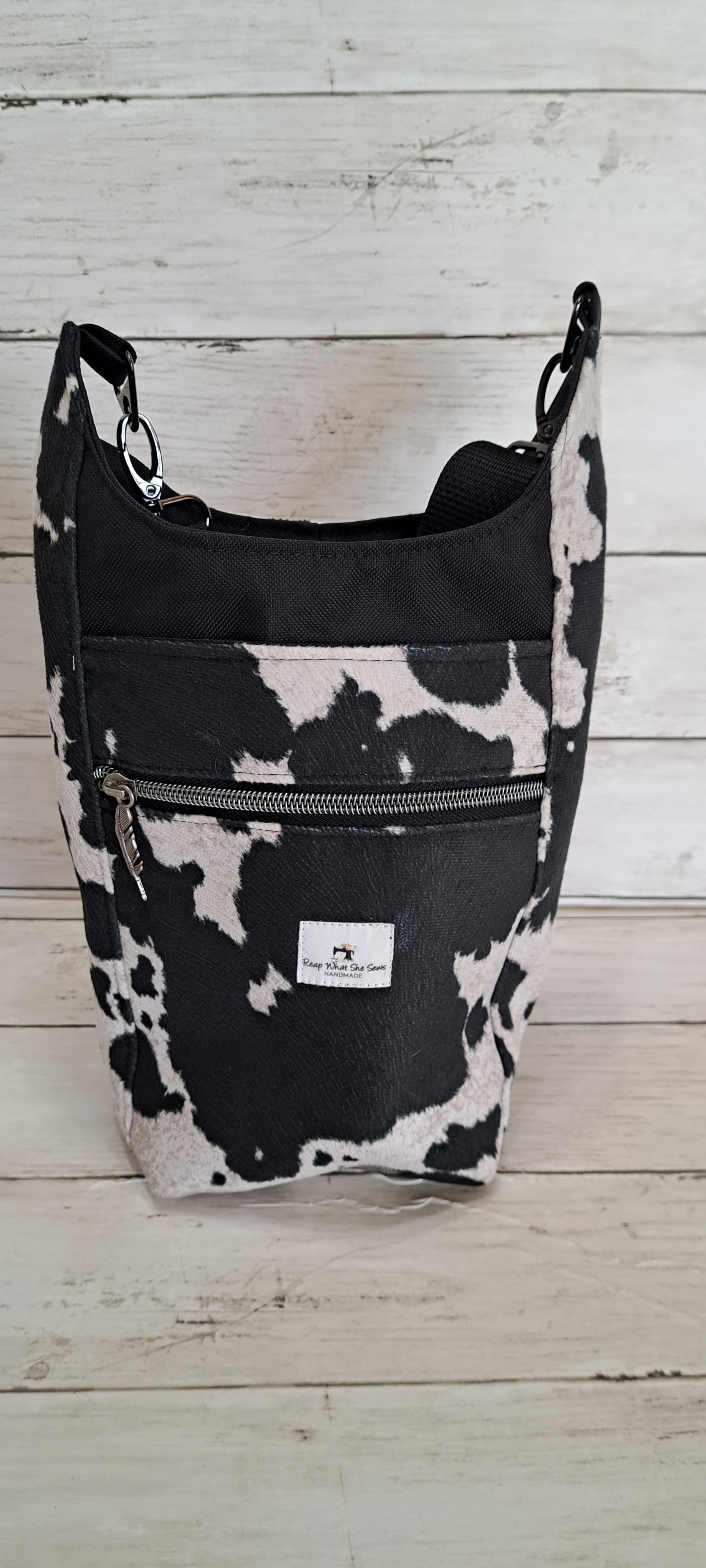 Cow print water bottle bag