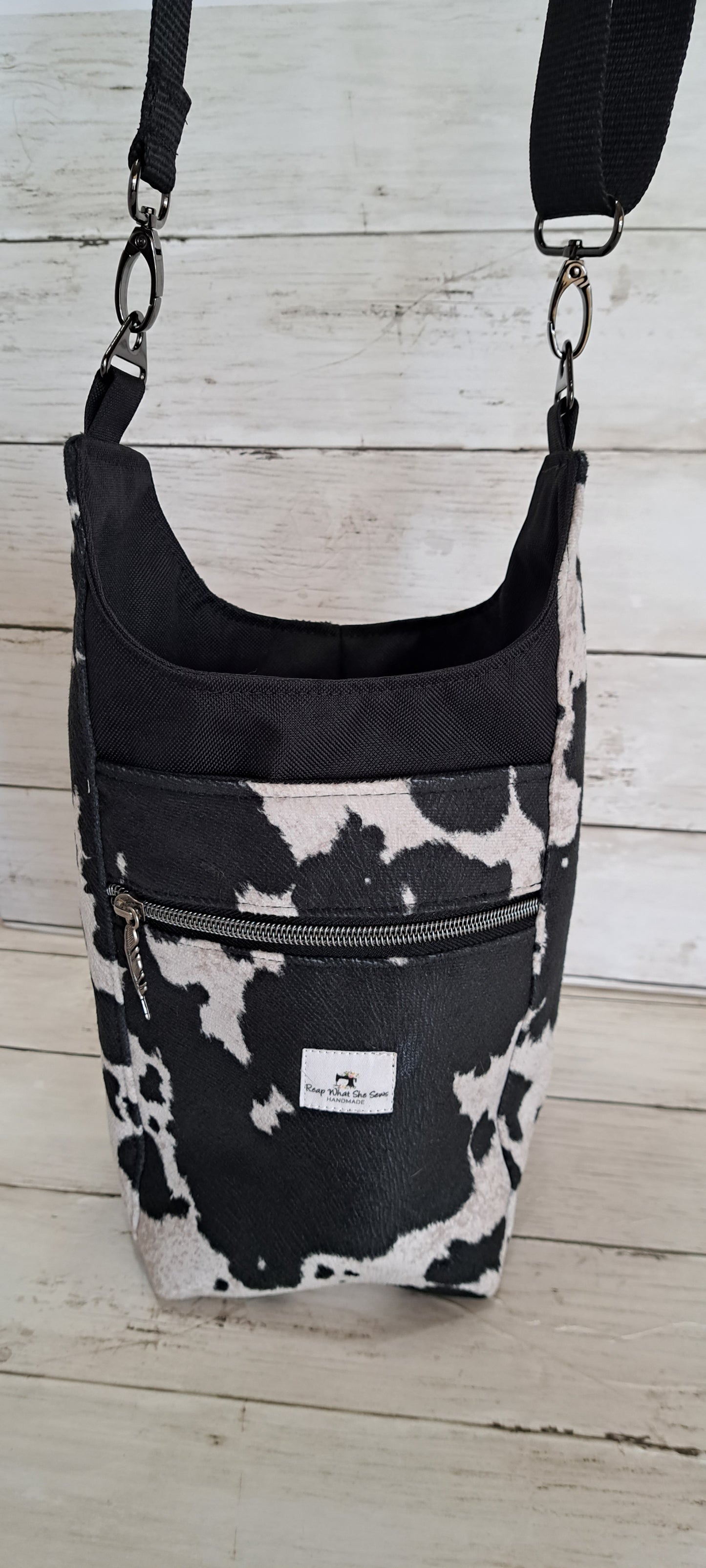 Cow print water bottle bag