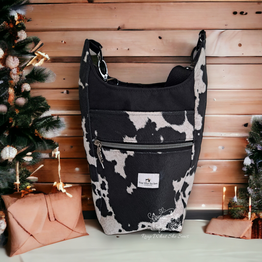 Cow print water bottle bag