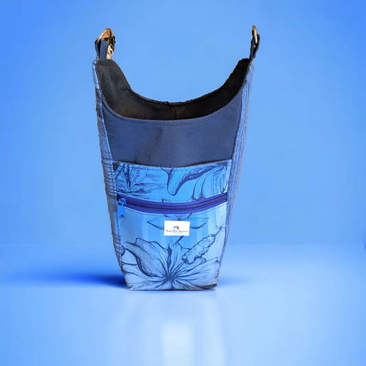 Blue Hibiscus water bottle bag