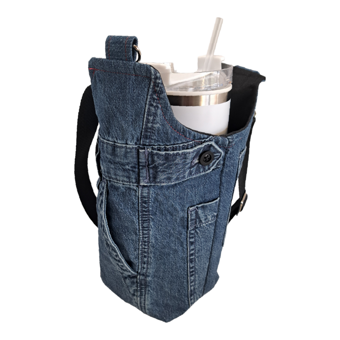 Blue Jean/Stripe Water Bottle Bag