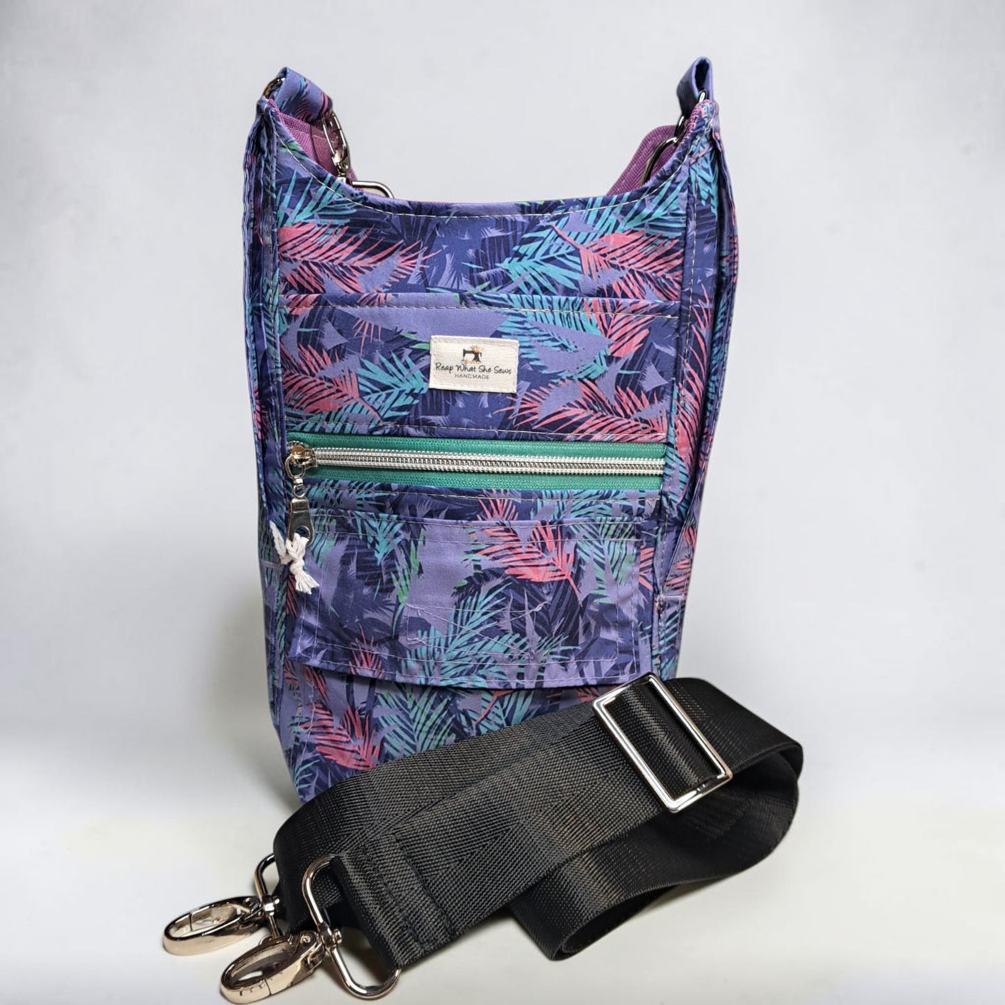 Water Bottle Bag Purple Palm Fronds