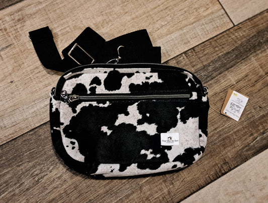 Dual Rayna Cow Print zipper bag