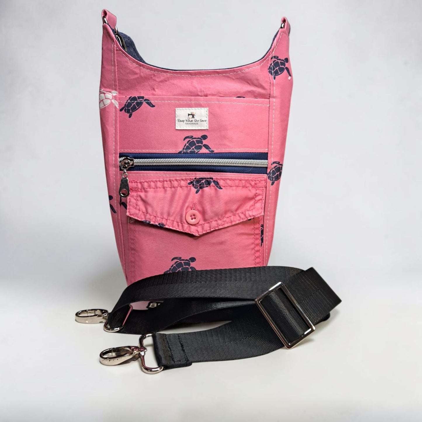 Water Bottle Bag - Pink Blue Turtles