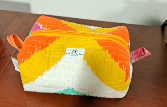 Cosmetic Bag Orange Quilt