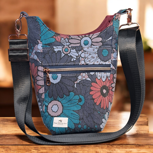 Denim Flowers Waterbottle bag