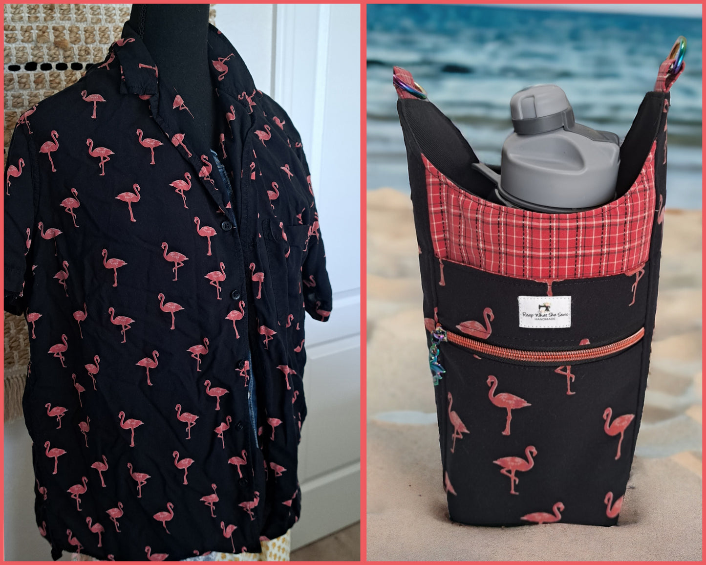 Flamingo water bottle bag