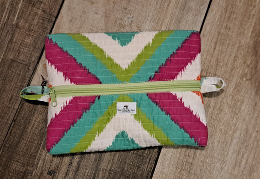 Cosmetic Bag Flat  Quilt Green